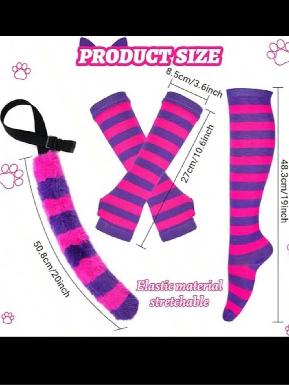 Pink Cosplay Set with Purple-Pink Striped Accessories - Picture 5 of 8